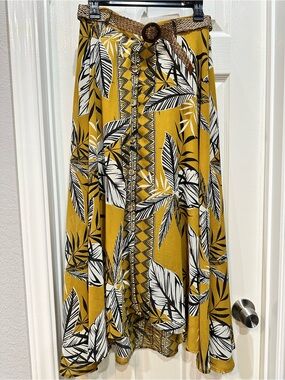 Live 4 Truth Mustard Tropical Button-Front Maxi Skirt